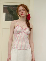 Elouise Floral Striped Lace-up Pink Suspender Top