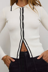 Quinn Ribbed Button Up