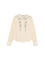 Luciana Peter Pan Collar Embroidery 100% Cotton Blouse