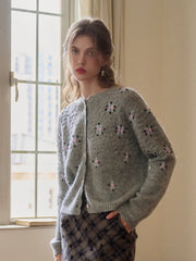 Siena Round Neck Hollow Embroidery Cardigan