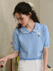 Margot Peter Pan Collar Embroidery Top