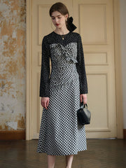 Amara Classic Round Neck Patchwork Plaid Dress