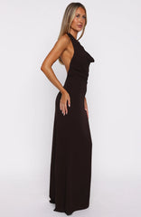 Always In Mode Halter Maxi Dress Chocolate