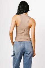 Sleek Jersey Solid Tank in Mocha