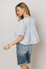 Isha Pleated Top in Blue