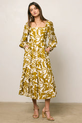 Soren Midi Dress in Mustard
