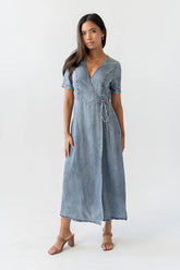 Tatum Denim Wrap Midi Dress