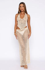 Dance With You Crochet Maxi Skirt Sand