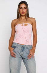 Glow Season Beaded Strapless Top Baby Pink