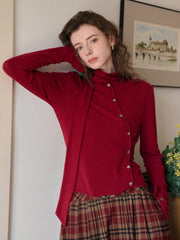 Jaliyah Slanted Placket Knit Top