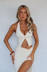 Made You Look Halter Top Bone