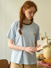 Daphne Round Neck Embroidery 100% Cotton T-shirt