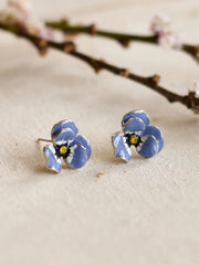 Blooming Flower Simple Blue Earrings