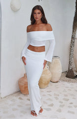 In Too Deep Knit Maxi Skirt White
