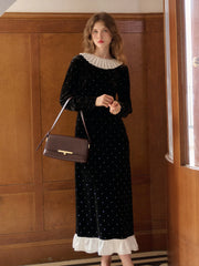 Milan Round Neck Beading Velvet Dress