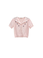 Naomi V-Neck Embroidery Knit Blouse