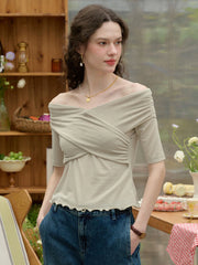 (Add-on Item) Rylie Solid Color Off The Shoulder Knitted Top