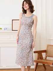 Greta Allover Print Contrast Lace Tank Dress