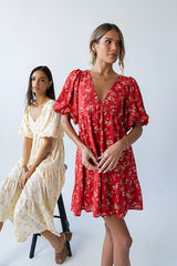 Lizzy Floral Mini Dress in Red