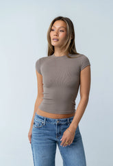Asher Ribbed Top in Taupe