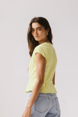 Rumi Button Front Blouse in Yellow