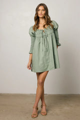 Nolan Babydoll Dress in Sage