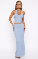 Just Cruisin Maxi Skirt Dusty Blue