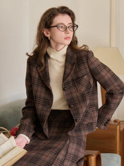Aleah Notch Lapel Plaid Wool Jacket