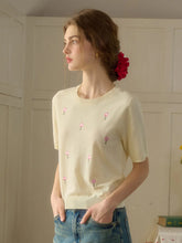Lillie Round Neck Embroidery Knit Top