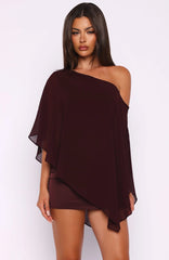 Just For Tonight One Shoulder Mini Dress Burgundy