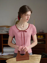 Ayra Round Neck Tie-Dye Short Sleeve Knit T-Shirt With Shoulder Insert - Pink