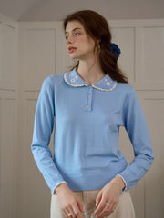 Talia Peter Pan Collar Embroidery Blouse