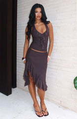 Let It Breathe Midi Skirt Espresso