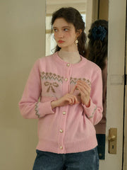 Zoey Round Neck Bow Patter Sweater