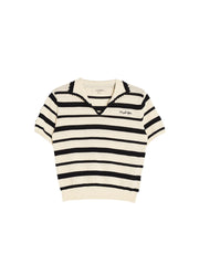 Eva V-Neck SR Logo Stripe 100% Cotton Top