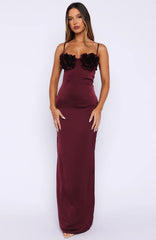 Sweet Petal Maxi Dress Burgundy