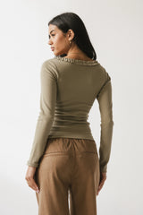 Mattie Ruffle Top in Olive