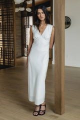 Hailey Lace Trim Maxi Dress in Ivory
