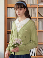 Millie Pom Pom Detail Button Front Cardigan