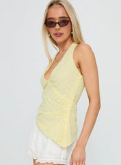 Isabellah Cross Front Halter Top Yellow