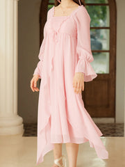 Lakelyn Romantic Sweet Square Neck Pink Dress