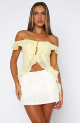 Love The View Off Shoulder Top Lemon