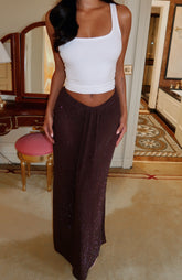 Secret Kisses Embellished Maxi Skirt Chocolate