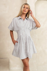 Erica Button Front Mini Dress in White