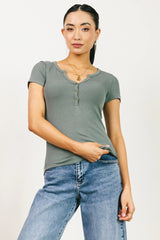 Serena Henley Top in Sage
