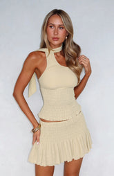 Break The Limits Shirred Mini Skirt Pistachio