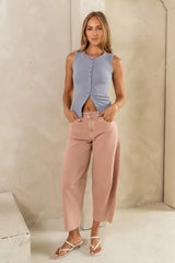 Lucas Button Up Tank Top in Slate Blue
