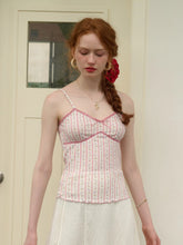 Elouise Floral Striped Lace-up Pink Suspender Top