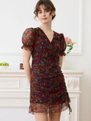 Aileen French V-neck Chiffon Dress