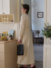 Kora Round Neck Blet Linen Dress